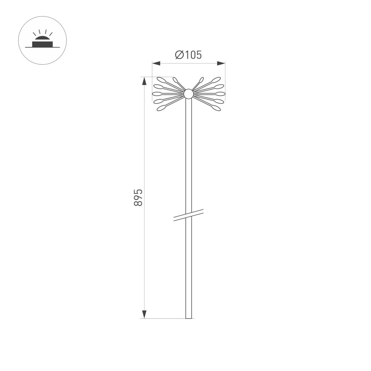 Ландшафтный светильник KT-DANDEL-BOLL-H895-0.5W Warm3000 (WH, 24 deg, 24V) 050680