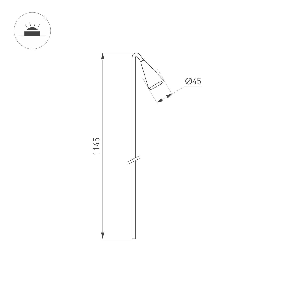 Ландшафтный светильник KT-HAREBELL-BOLL-H1145-3W Warm3000 (BK, 40 deg, 24V) 050690