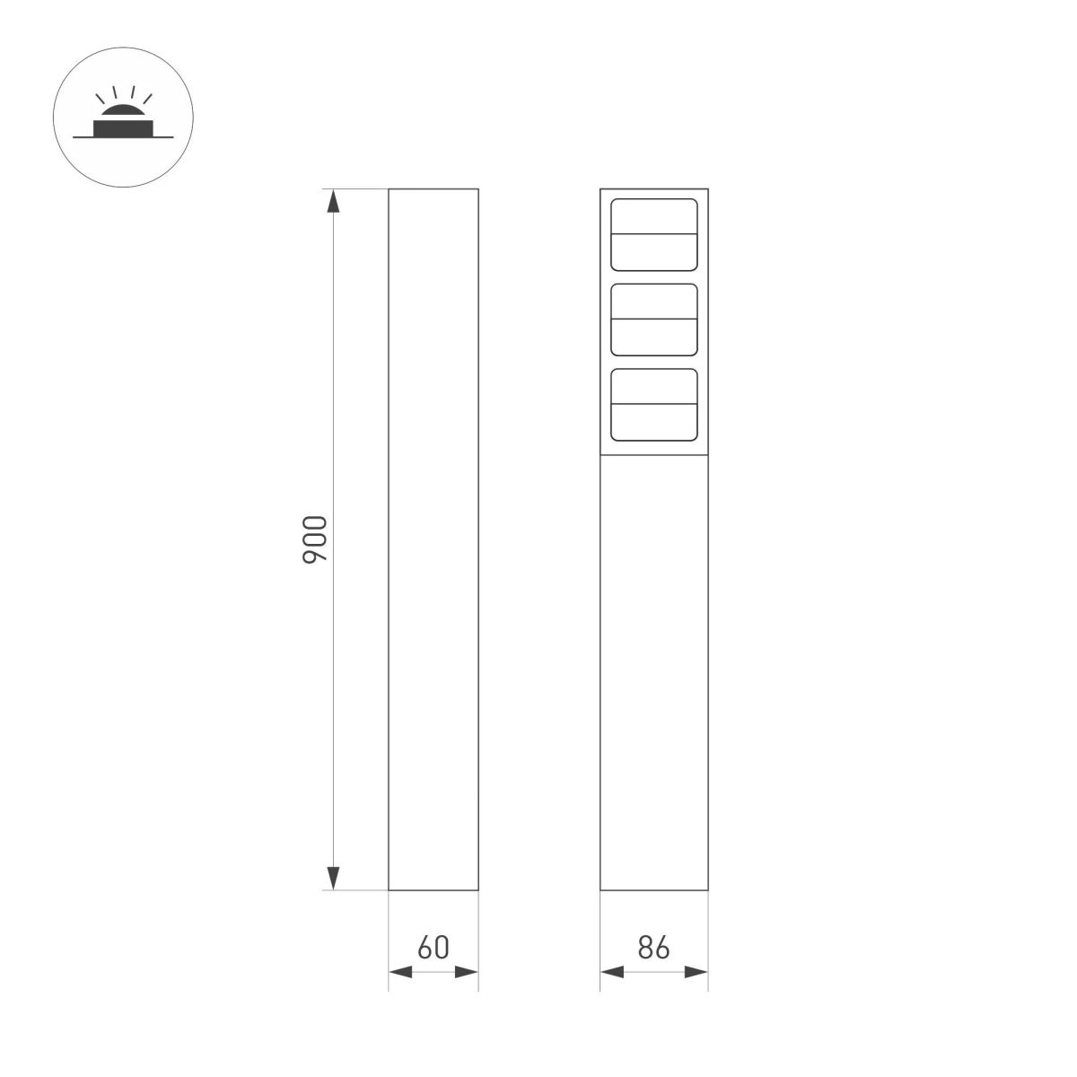 Ландшафтный светильник LGD-TILLIS-BOLL-H900-12W Warm3000 (GR, 92 deg, 230V) 050729