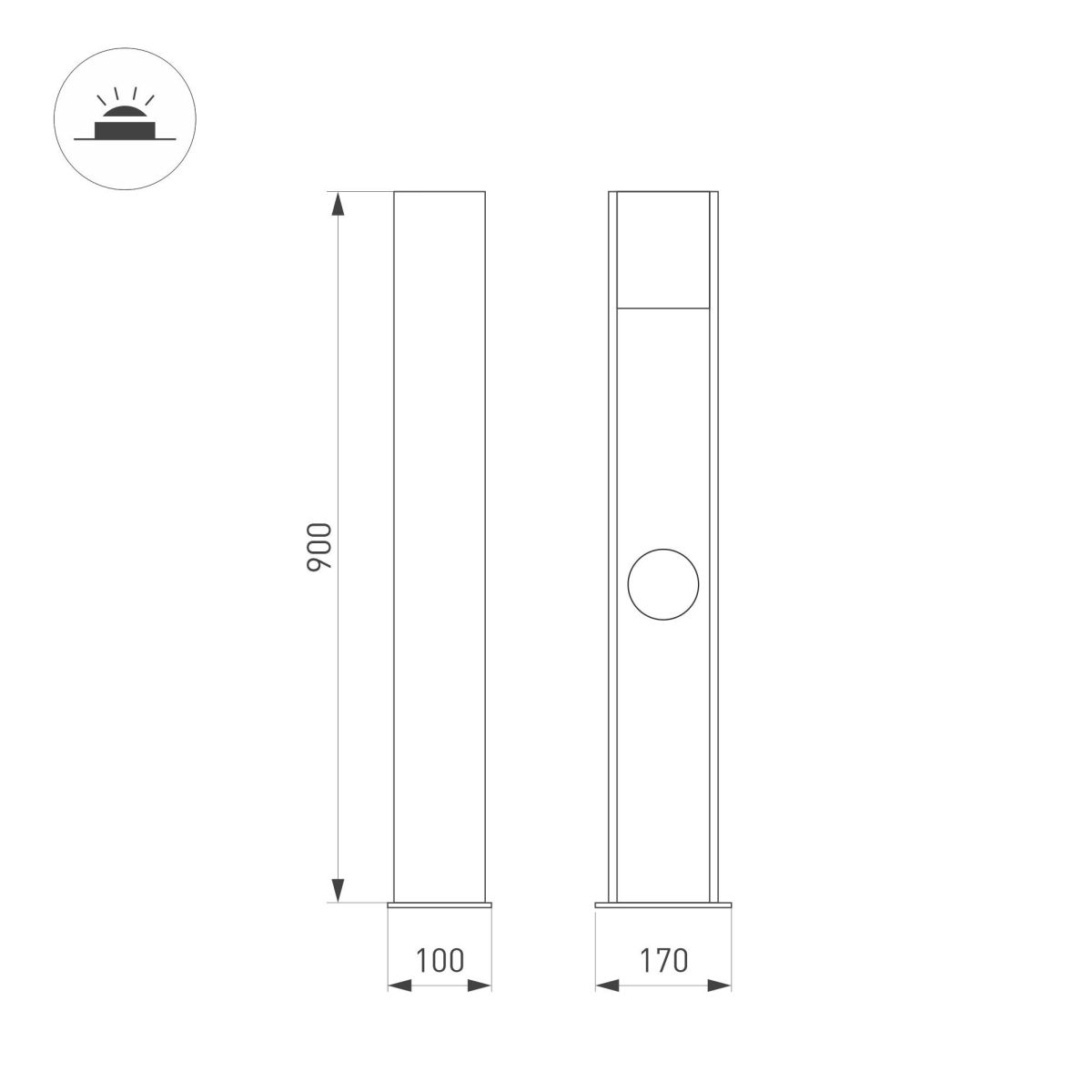 Ландшафтный светильник LGD-SEKVOYA-BOLL-SOCKET-H900-11W Warm3000 (BK, 120 deg, 230V) 050734