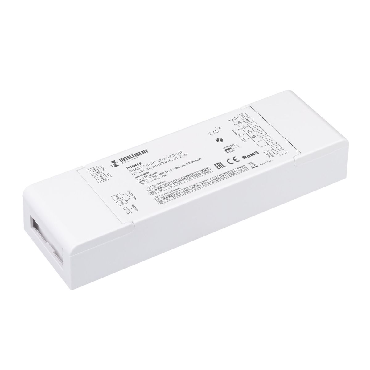 Диммер SMART-CC-205-62-SH-PD-SUF (12-48V, 5x350-1200mA, ZB, 2.4G) 050857