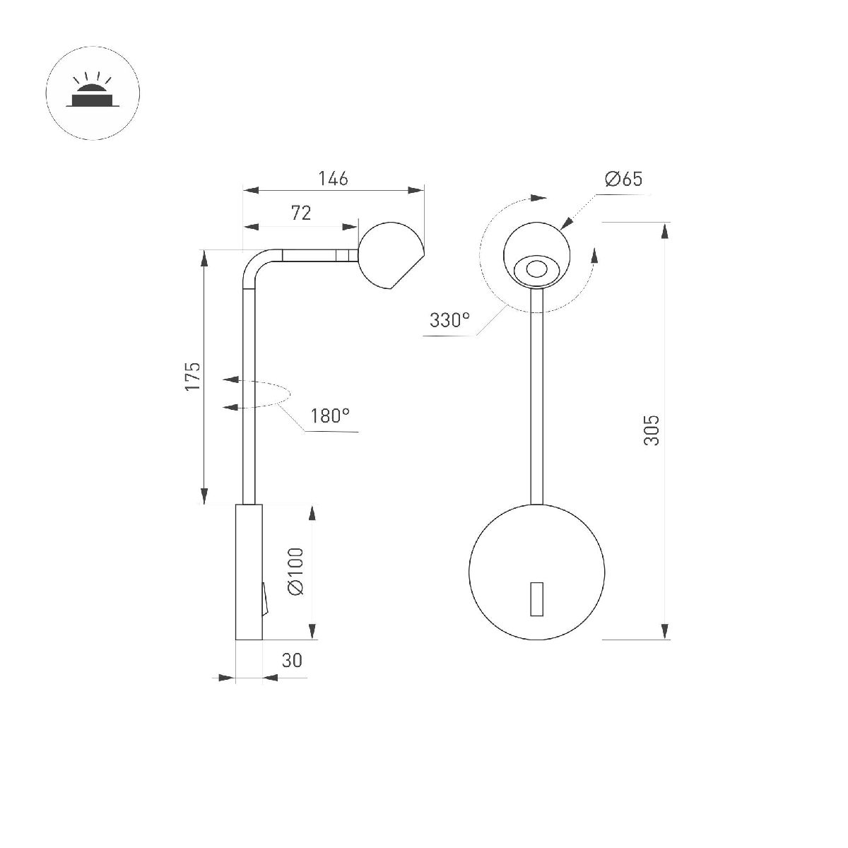 Бра SP-OTTORI-LONG-WALL-6W Warm3000 051024
