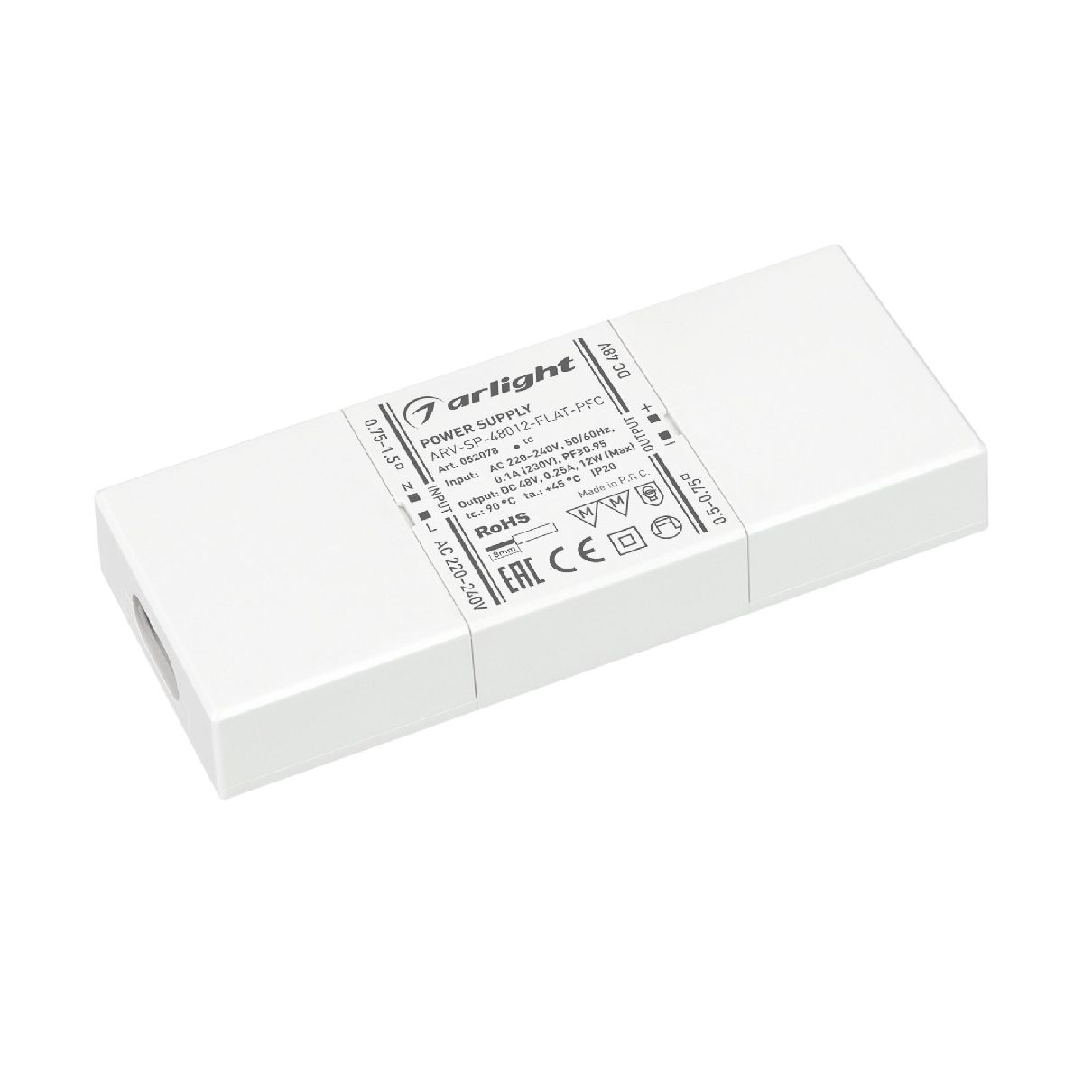 Блок питания ARV-SP-48012-FLAT-PFC (48V, 0.25A, 12W) 052078