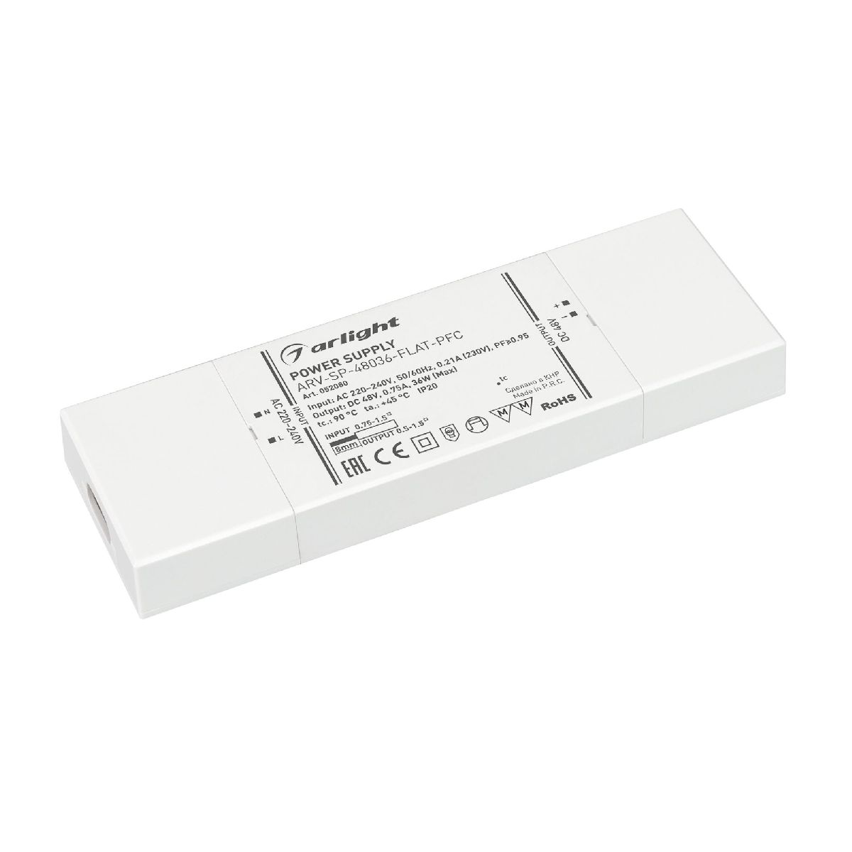 Блок питания ARV-SP-48036-FLAT-PFC (48V, 0.75A, 36W) 052080