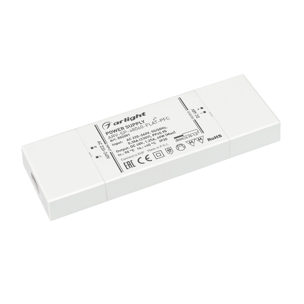 Блок питания ARV-SP-48060-FLAT-PFC (48V, 1.25A, 60W) 052081