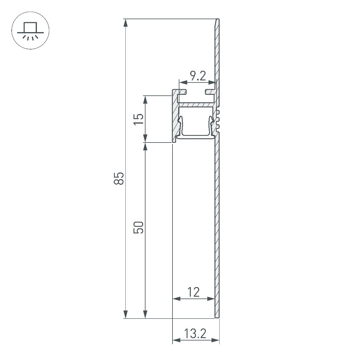 Алюминиевый профиль ARH-PLINTUS-50-FANTOM-3000 BLACK 052699