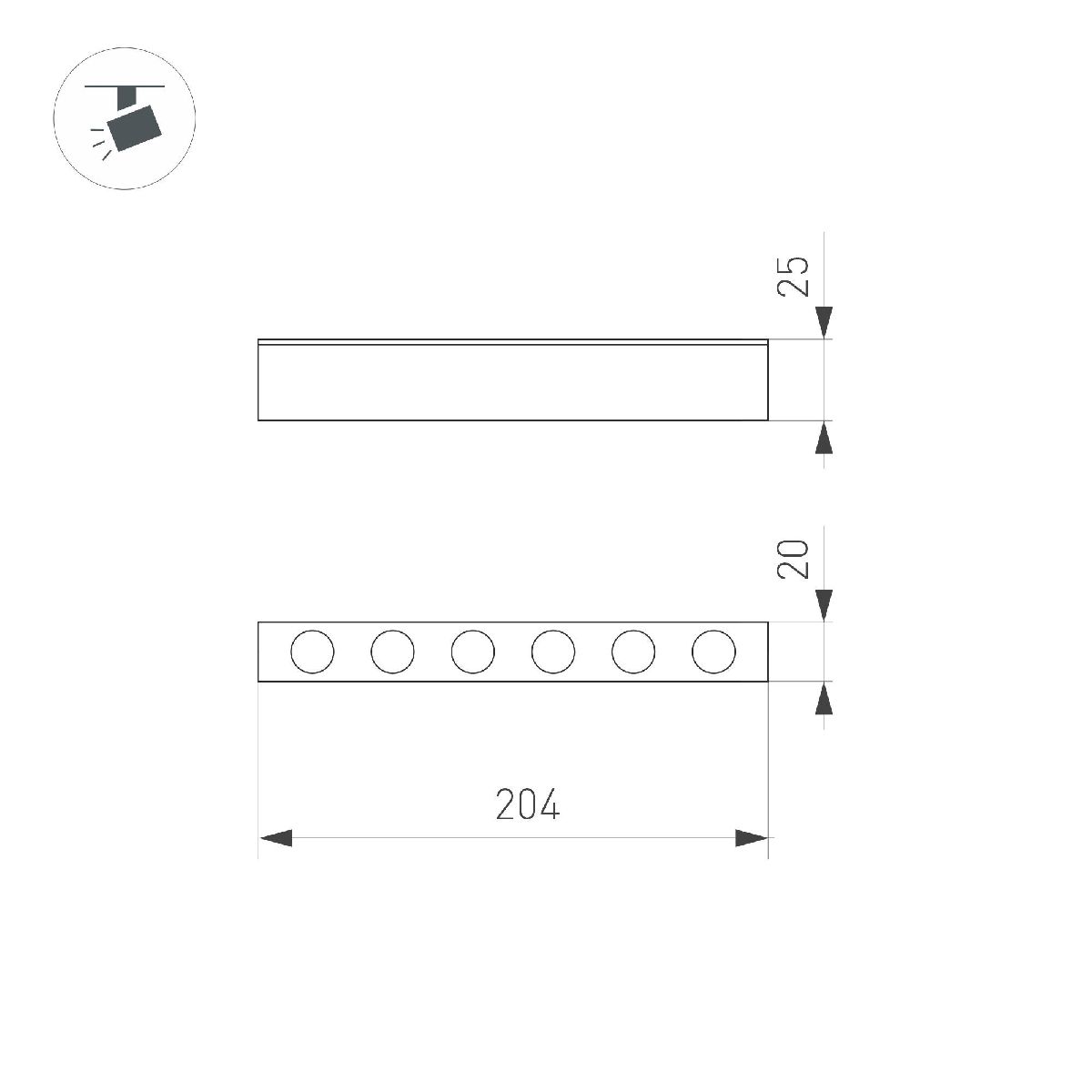 Трековый магнитный светильник MAG-DOTS-25-L200-6W Warm3000 053025