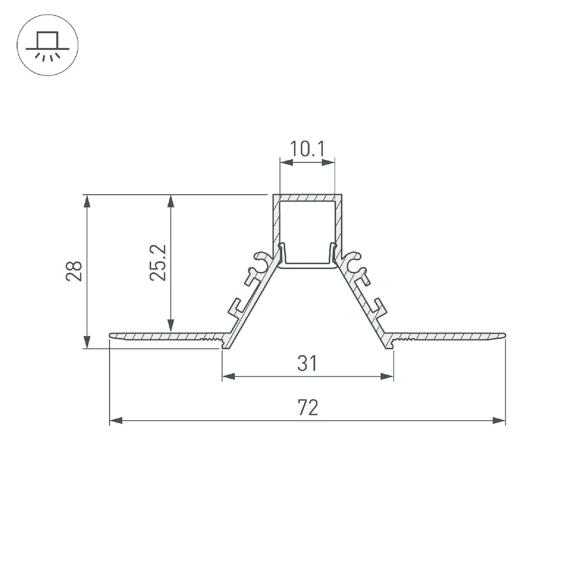 Алюминиевый профиль COMFORT10-V-FANTOM-2000 ANOD 053030