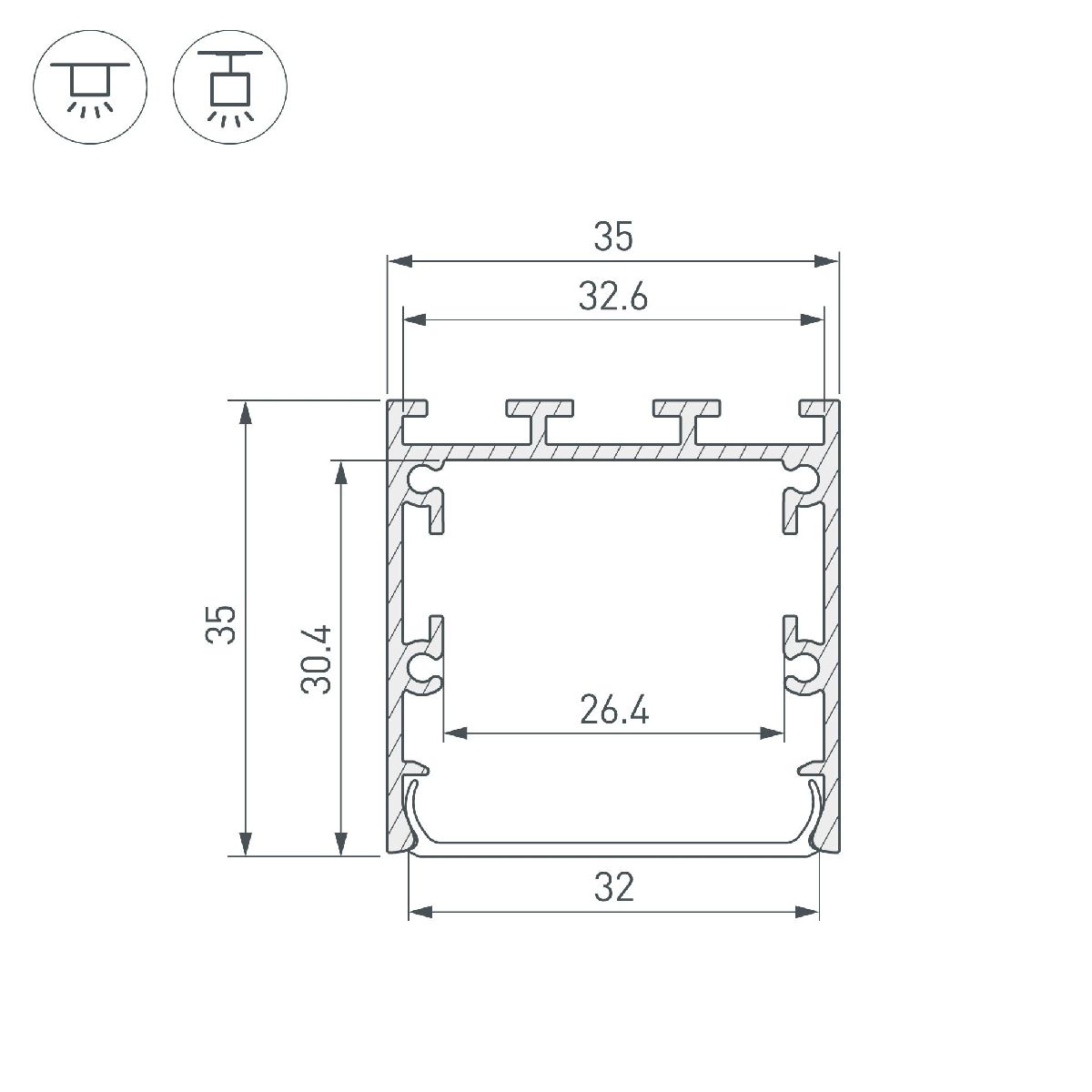Алюминиевый профиль LINE-M-3535-3000 BLACK 053402