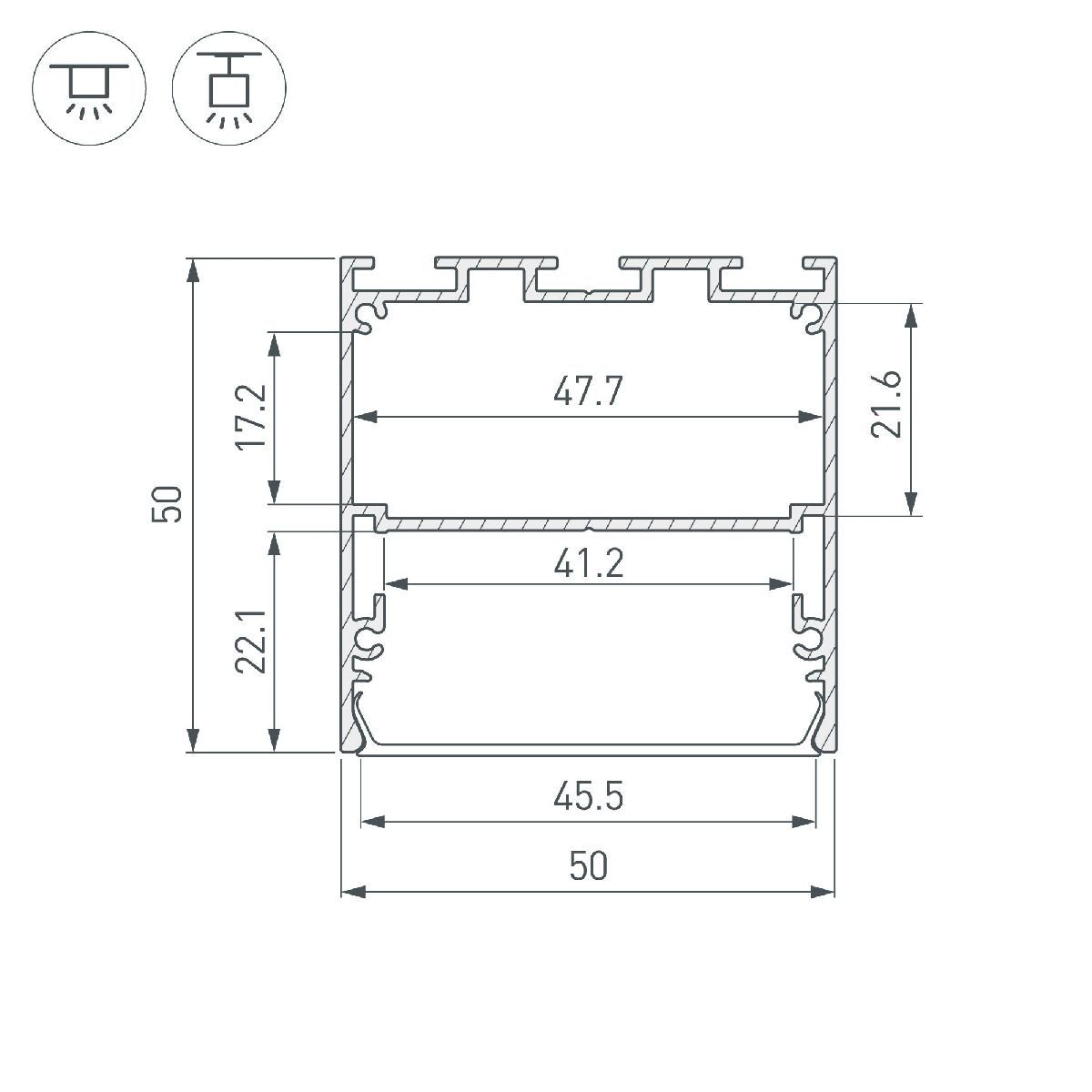Алюминиевый профиль LINE-M-5050-2000 BLACK 053403