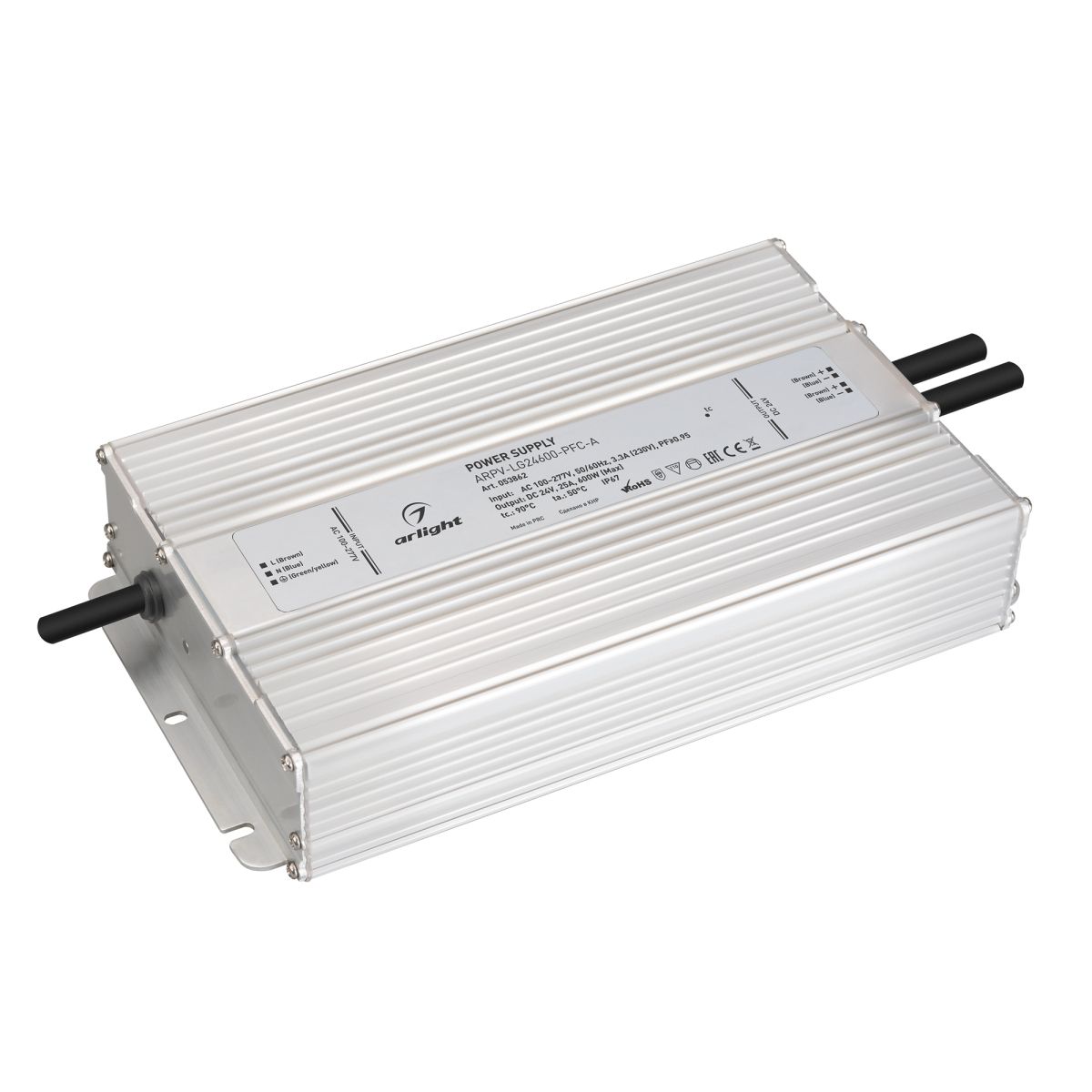 Блок питания ARPV-LG24600-PFC-A (24V, 25A, 600W) (IP67 Металл) 053862
