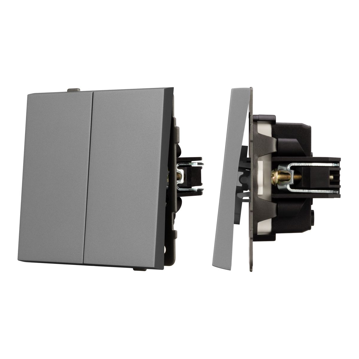 Механизм выключателя двухклавишный непроходной SWT-TENDO-MK02-PL-GR (230V, 10A) 054060