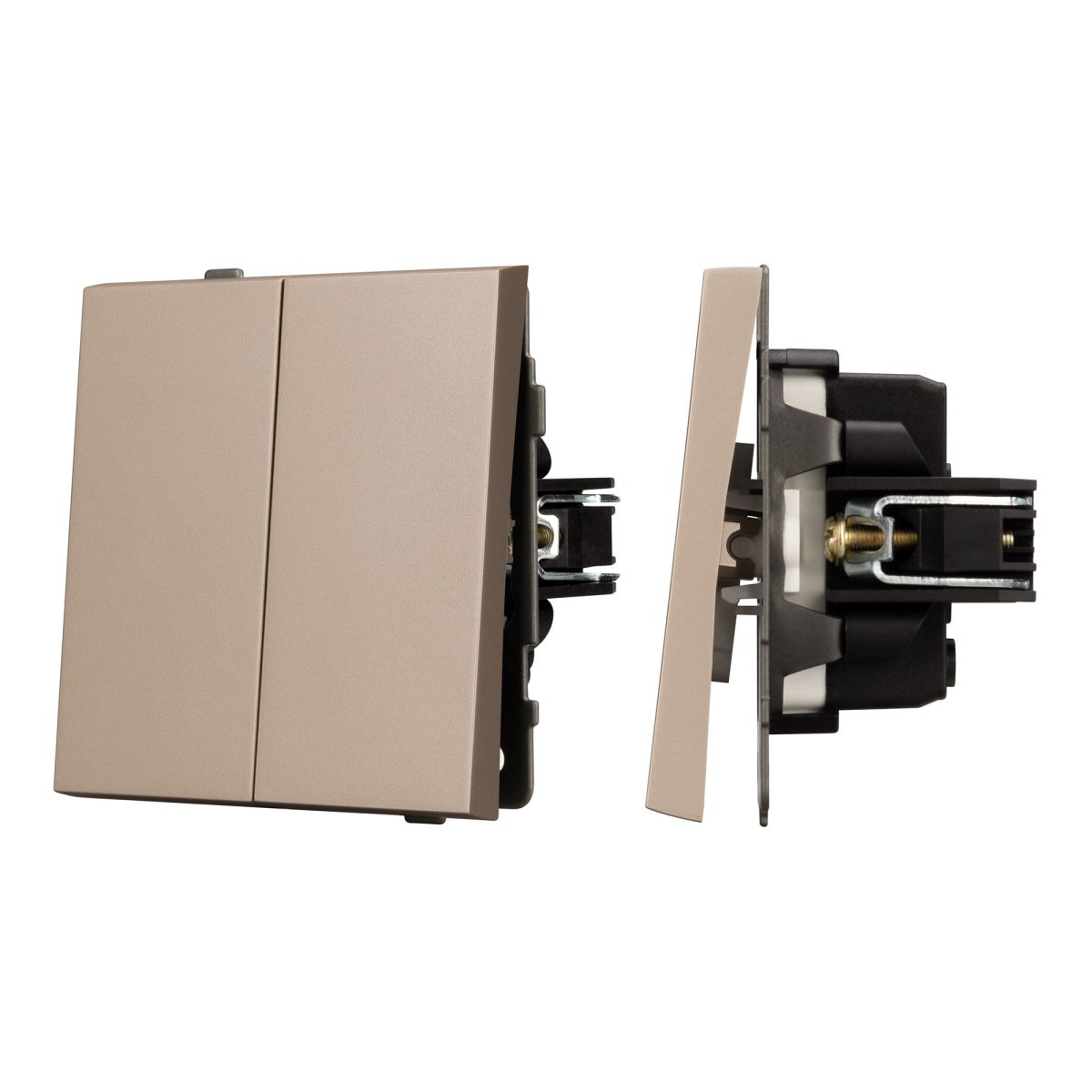 Механизм выключателя двухклавишный проходной SWT-TENDO-MKP2-PL-GD (230V, 10A) 054069