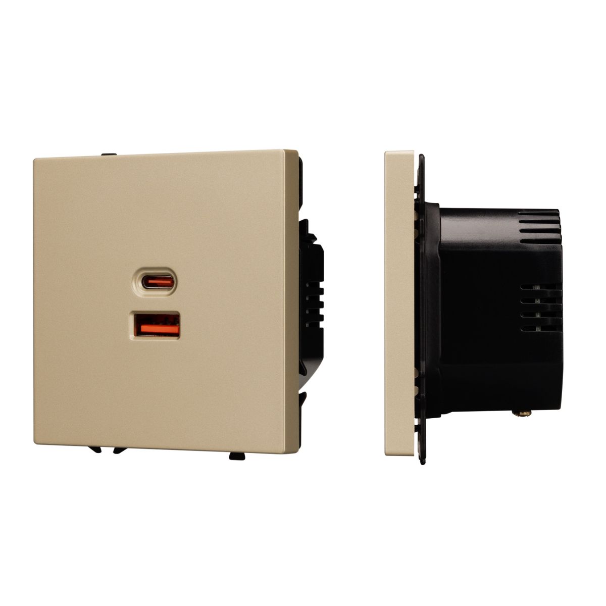 USB Розетка тип A+C софт-тач золотой песок SCT-MUAC-SFPL-FC-GD (65W, QC3) 054318(1)