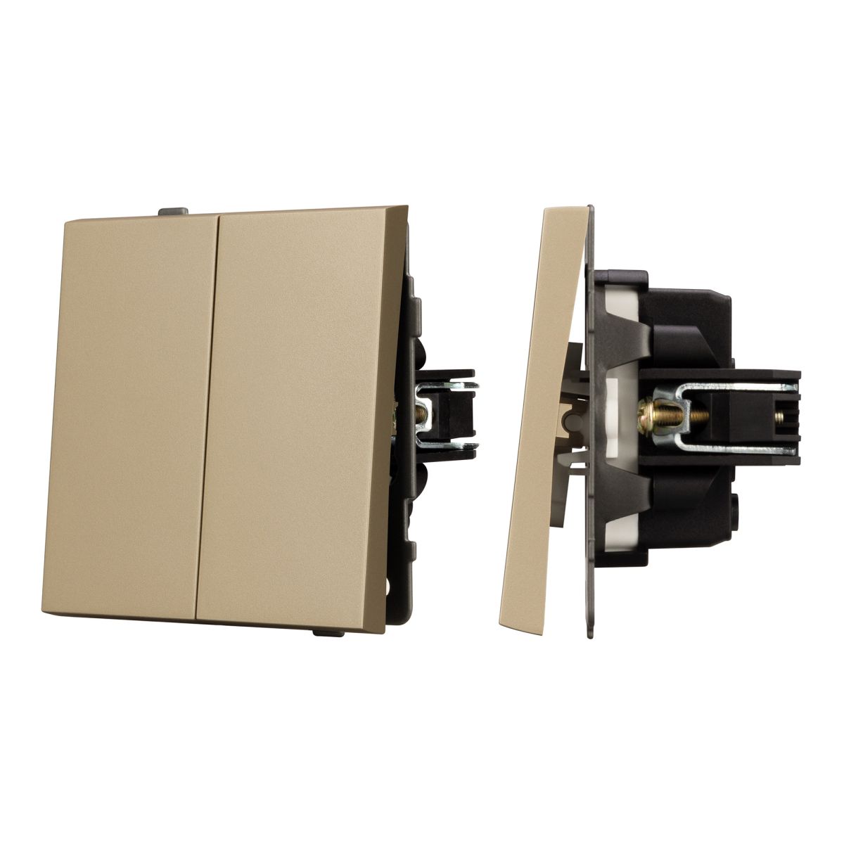 Механизм выключателя двухклавишный проходной SWT-TENDO-MKP2-SFPL-GD (230V, 10A) 054554