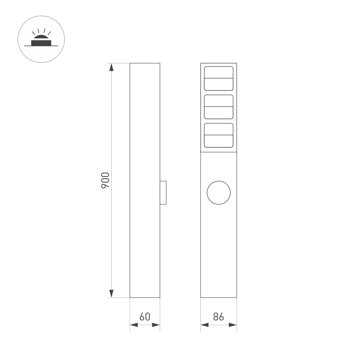 Ландшафтный светильник LGD-TILLIS-BOLL-SOCKET-H900-12W Warm3000 (GR, 92 deg, 230V) 055038