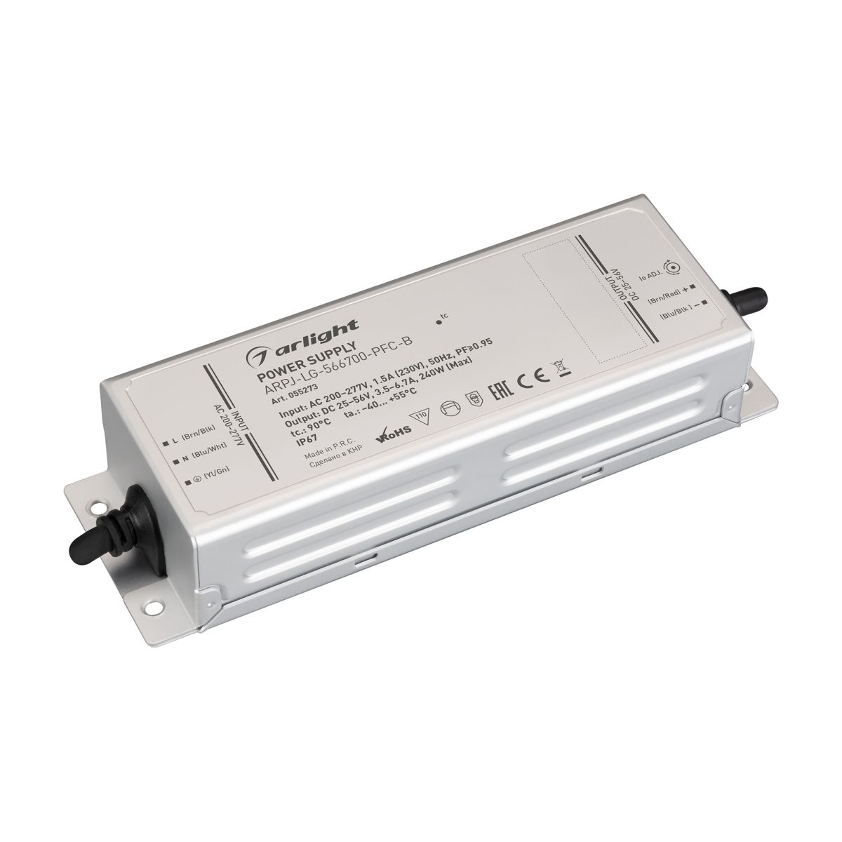 Блок питания ARPJ-LG-566700-PFC-B (240W, 25-56V, 3.5-6.7A) (IP67 Металл) 055273
