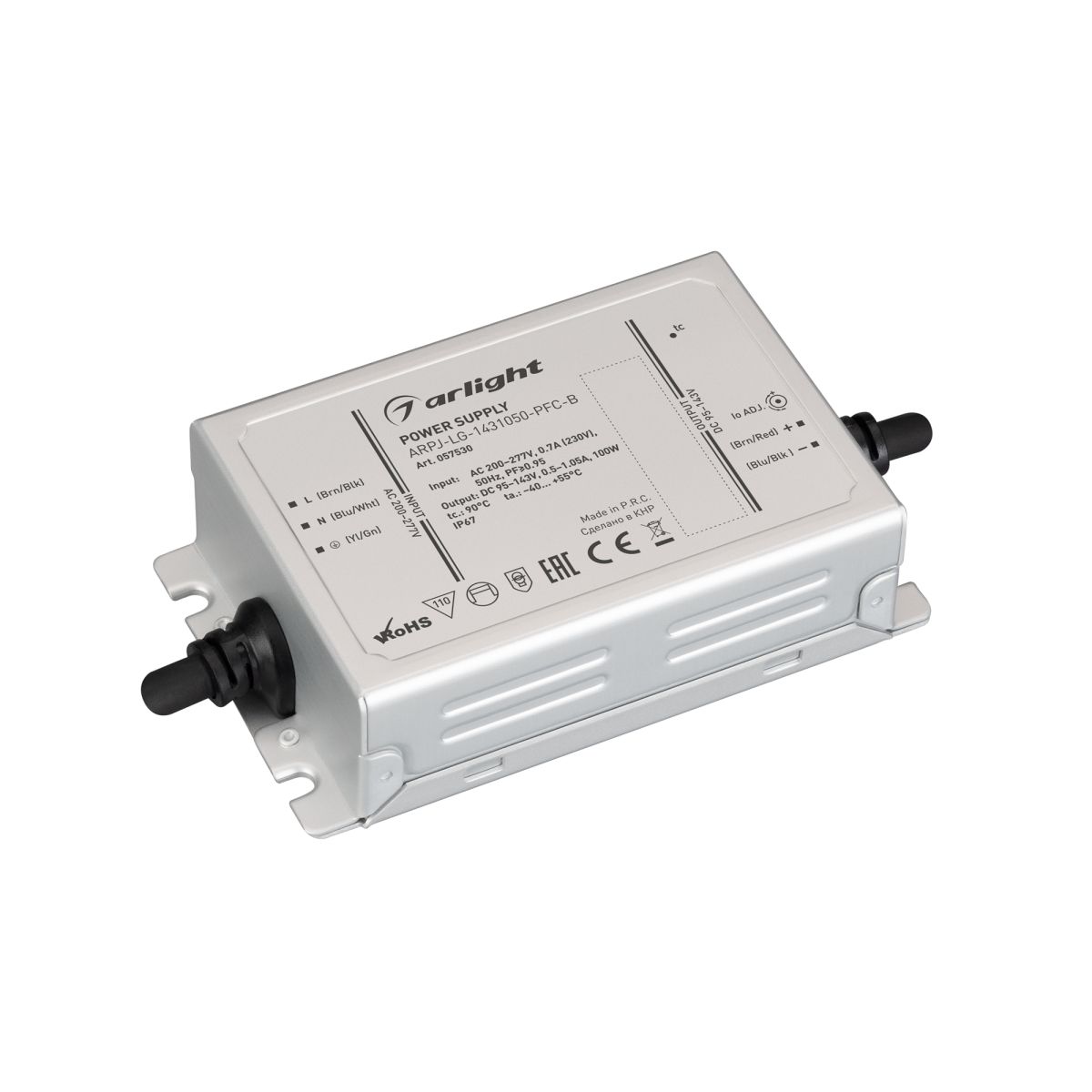 Блок питания ARPJ-LG-1431050-PFC-B (100W, 95-143V, 0.5-1.05A) (IP67 Металл) 057530