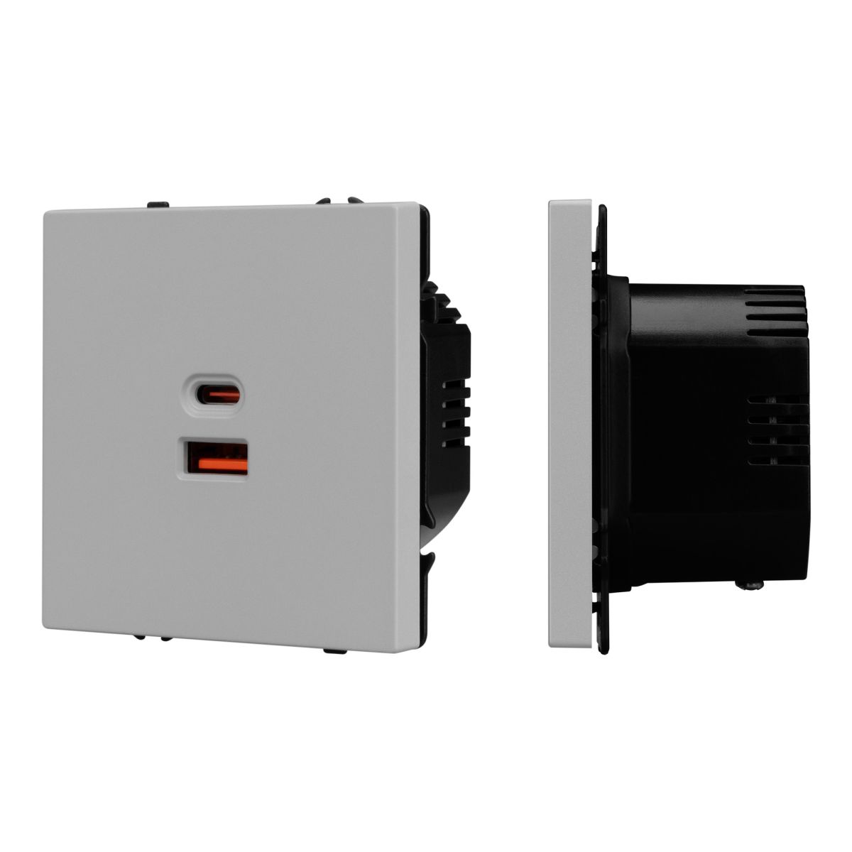 USB Розетка тип A+C софт-тач никель SCT-MUAC-SFPL-FC-IS (65W, QC3) 059447(1)