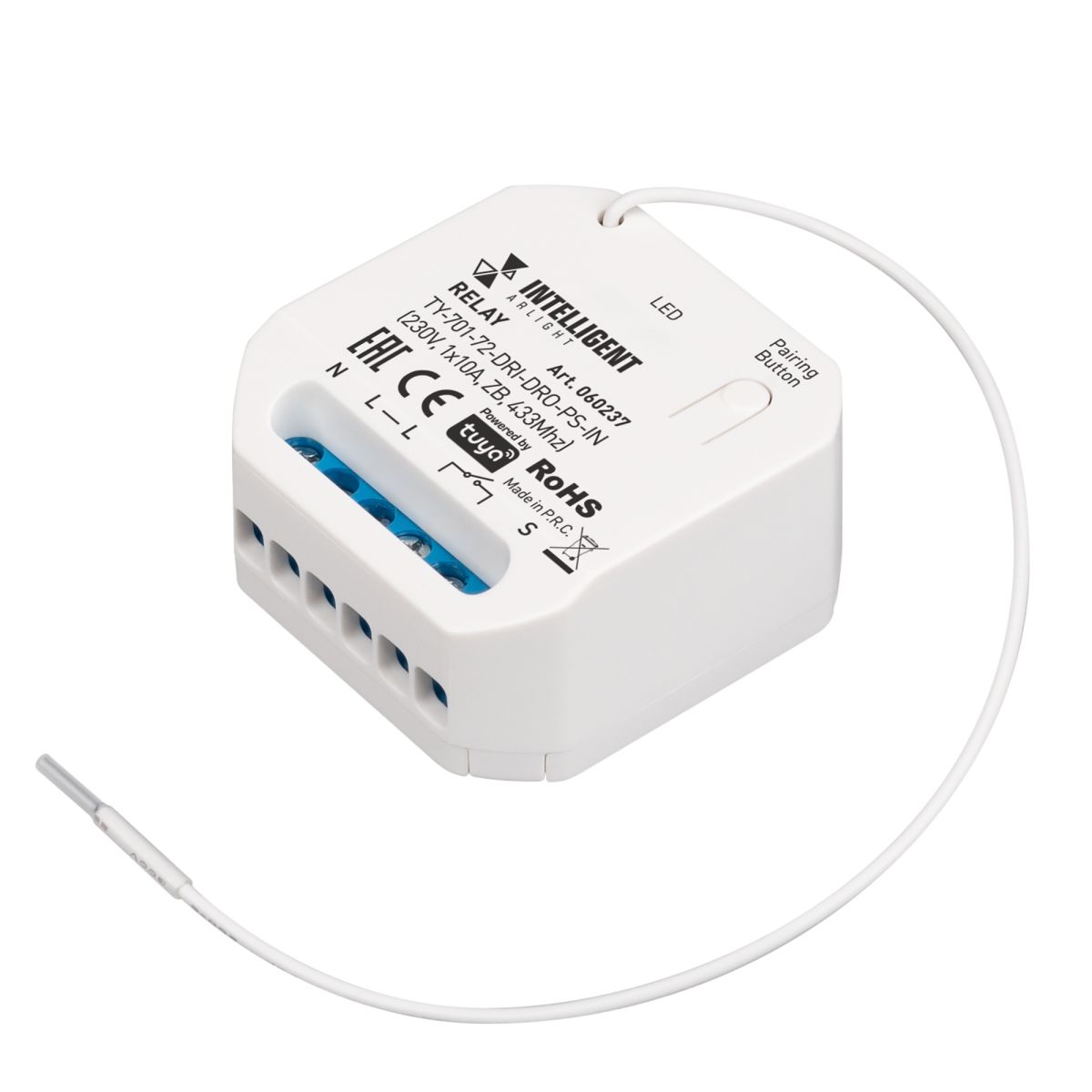 Релейный модуль TY-701-72-DRI-DRO-PS-IN (230V, 1x10A, ZB, 433Mhz) (IARL, IP20 Пластик) 060237