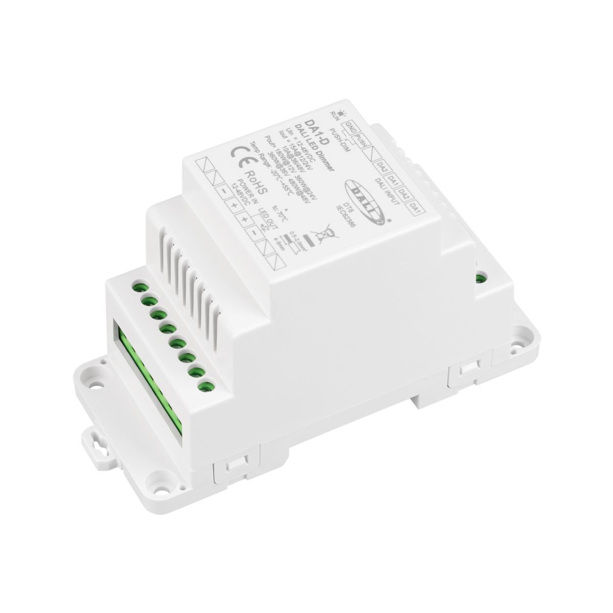 Диммер SMART-DALI2-301-72-ADDR-DIM-PS-DIN-White (12-48V, 1x15A) (IARL, IP20 Пластик) 060683