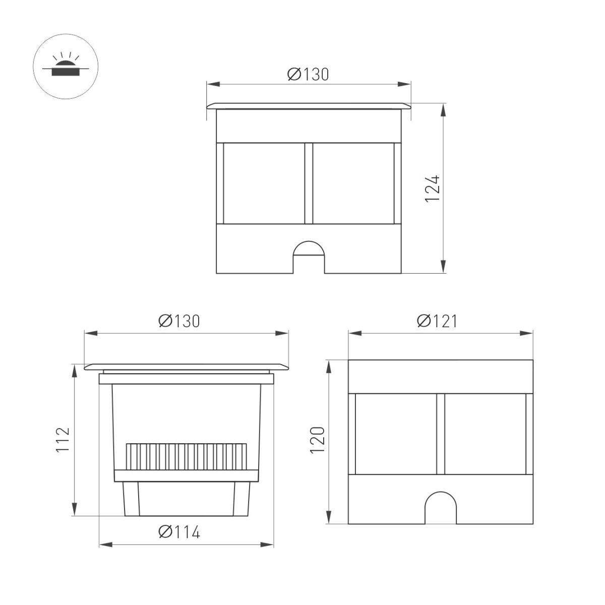 Ландшафтный светильник LTD-DAFNA-GROUND-R130-11W Day4000 (SL, 20 deg, 230V) (IP67 Металл) 061186