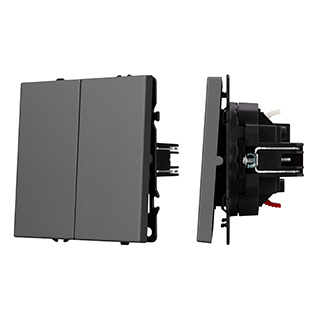 Механизм звонкового выключателя двухклавишный SWT-NOBE-MKR2-SFPL-GR (230V, 10A) (Серый базальт) 061740