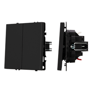 Механизм выключателя двухклавишный перекрёстный SWT-NOBE-MKX2-SFPL-BK (230V, 10A) (Черный оникс) 061790