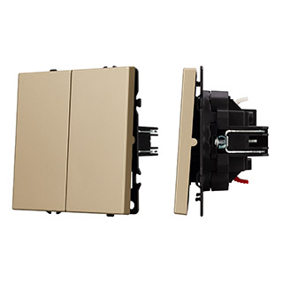 Механизм выключателя двухклавишный перекрёстный SWT-NOBE-MKX2-SFPL-GD (230V, 10A) (Золотой песок) 061792