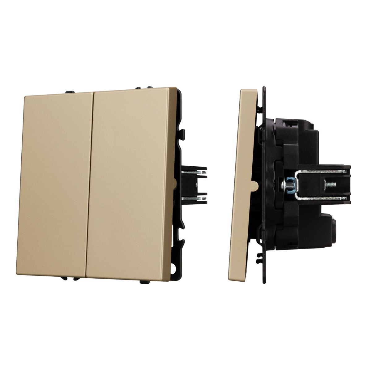 Выключатель перекрёстный 2 кл софт-тач золотой песок SWT-MKX2-SFPL-GD (250V, 10A) 061792(1)
