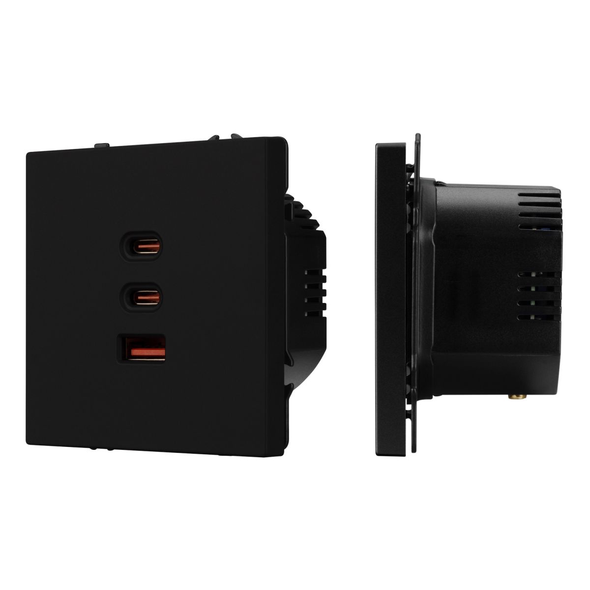 USB Розетка тип А+С+С софт-тач черный оникс SCT-MUACC-SFPL-FC-BK (65W, QC3) 061834(1)