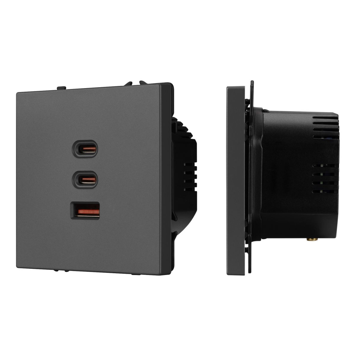 USB Розетка тип А+С+С софт-тач серый базальт SCT-MUACC-SFPL-FC-GR (65W, QC3) 061837(1)