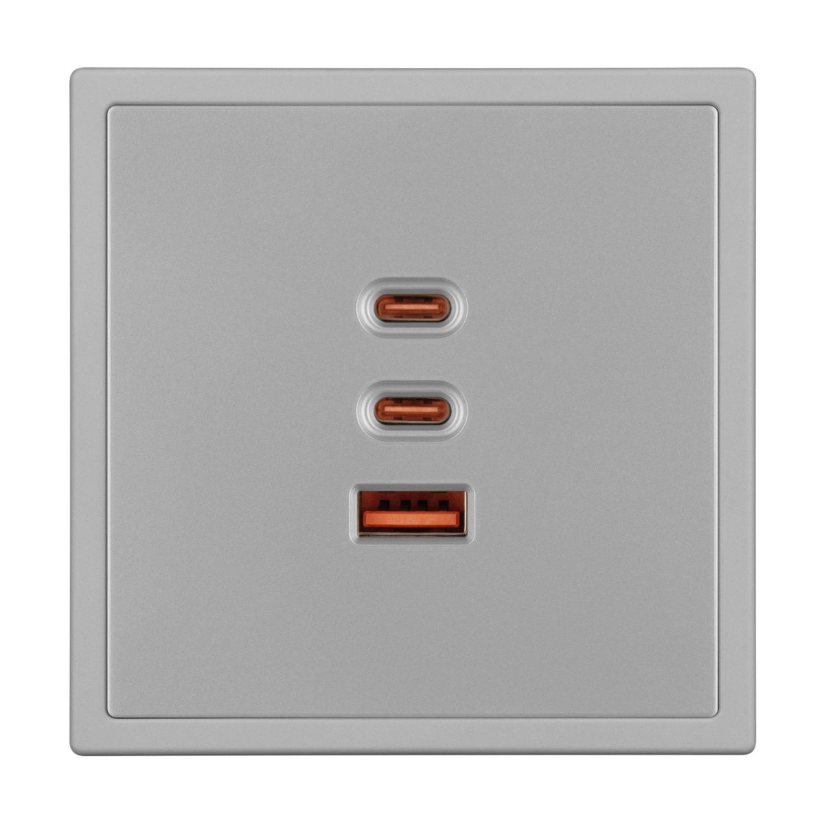 USB Розетка тип А+С+С софт-тач никель SCT-MUACC-SFPL-FC-IS (65W, QC3) 061838(1)