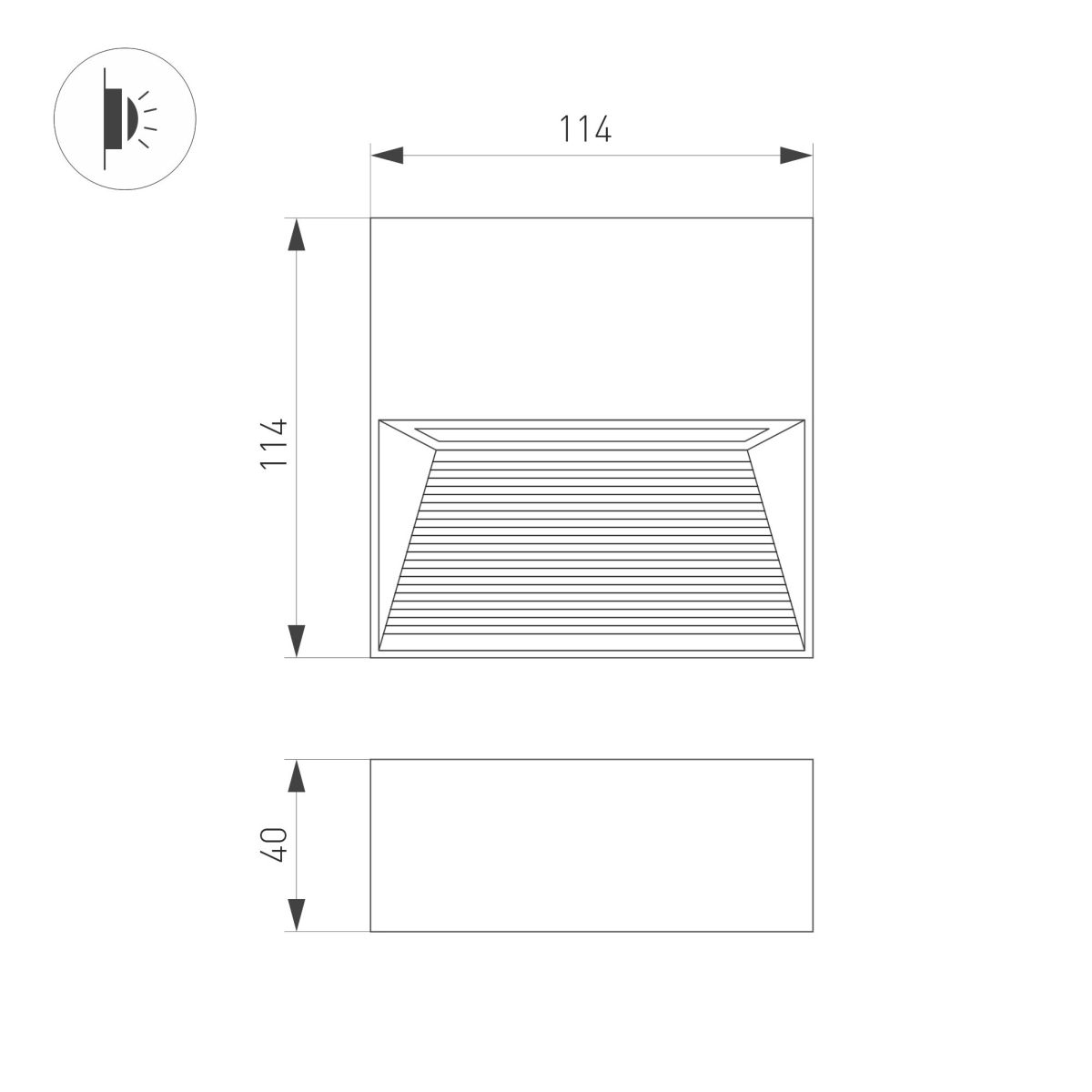 Cветильник для ступеней LGD-RIBONIK-S114x114-5W Day4000 (Черный, 50 deg, 230V) (IP65 Металл) 062919