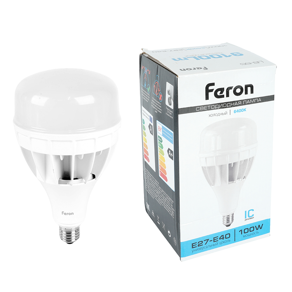 Лампа светодиодная E27-E40 100W 6400K Цилиндр Матовая LB-65 25827