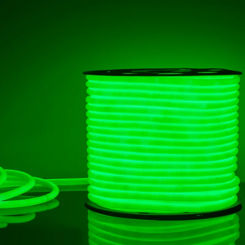 Светодиодный гибкий неон 220V 9,6W 144Led 2835 IP67 круглый зеленый, 50 м 4690389134708 a043548