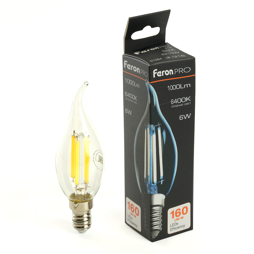 Лампа светодиодная LB-1216 E14 6W 6400K 51264