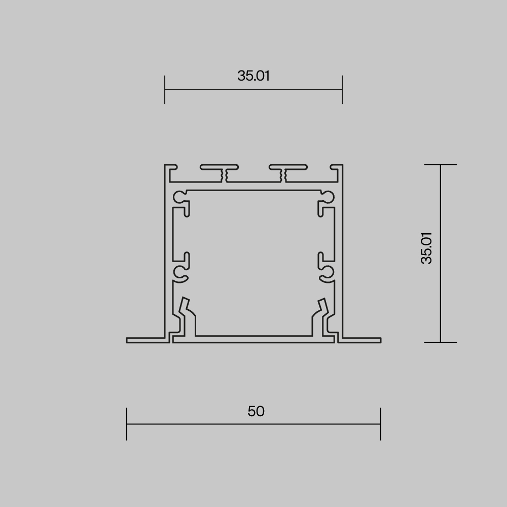 Алюминиевый профиль встраиваемый с накладным фланцем 50x35 Led Strip ALM-5035T-B-2M 632012