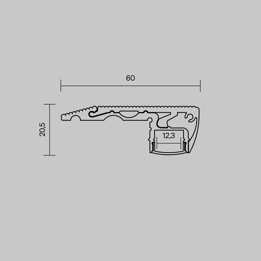 Алюминиевый профиль встраиваемый в пол 59x20 Led Strip ALM-5920-B-2M 636026