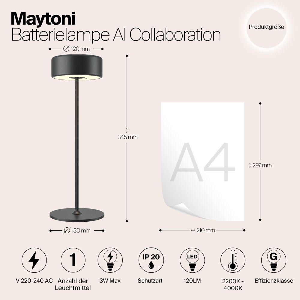 Аккумуляторная настольная лампа AI Collaboration MOD229TL-L3B3K2