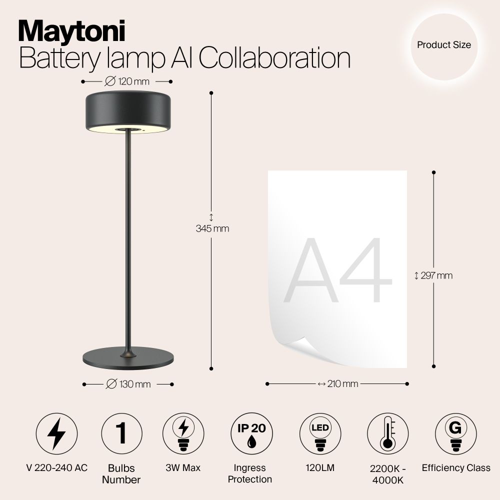 Аккумуляторная настольная лампа AI Collaboration MOD229TL-L3B3K2