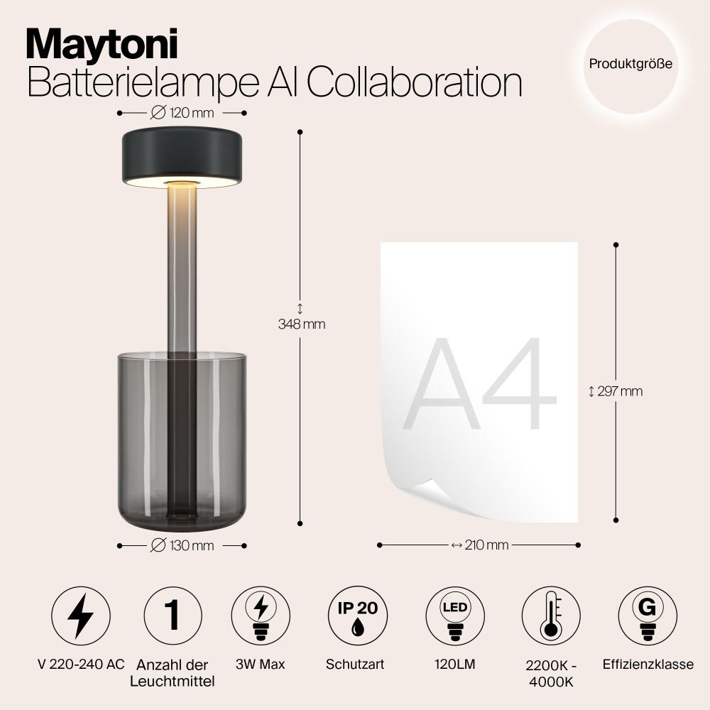 Аккумуляторная настольная лампа AI Collaboration MOD229TL-L3B3K3