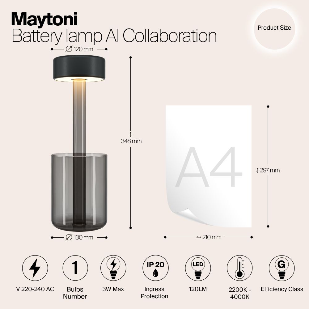 Аккумуляторная настольная лампа AI Collaboration MOD229TL-L3B3K3