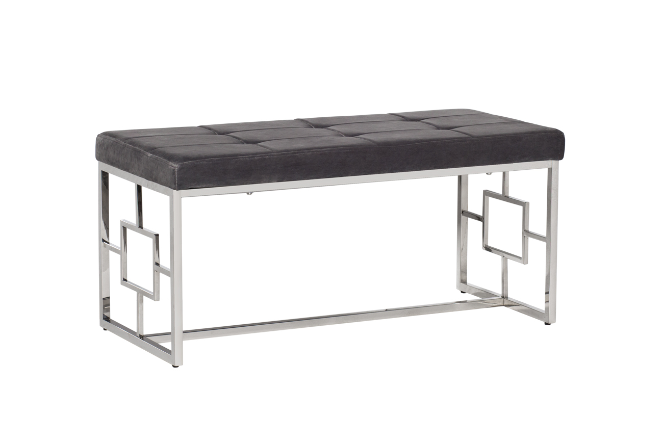 Банкетка серый велюр/хром 99*45,5*46см