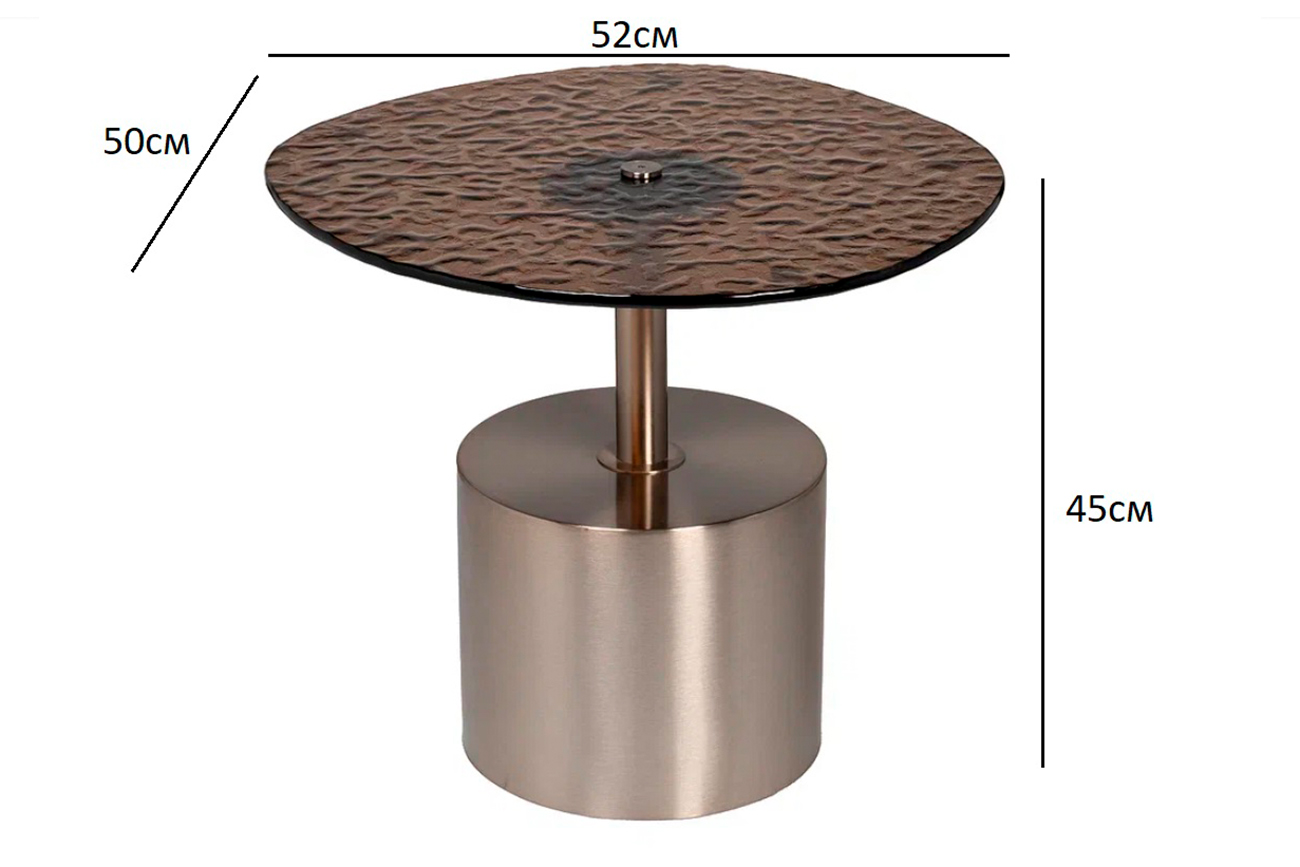 Стол журнальный, стекло рельефное тонированное d 52*50*45см