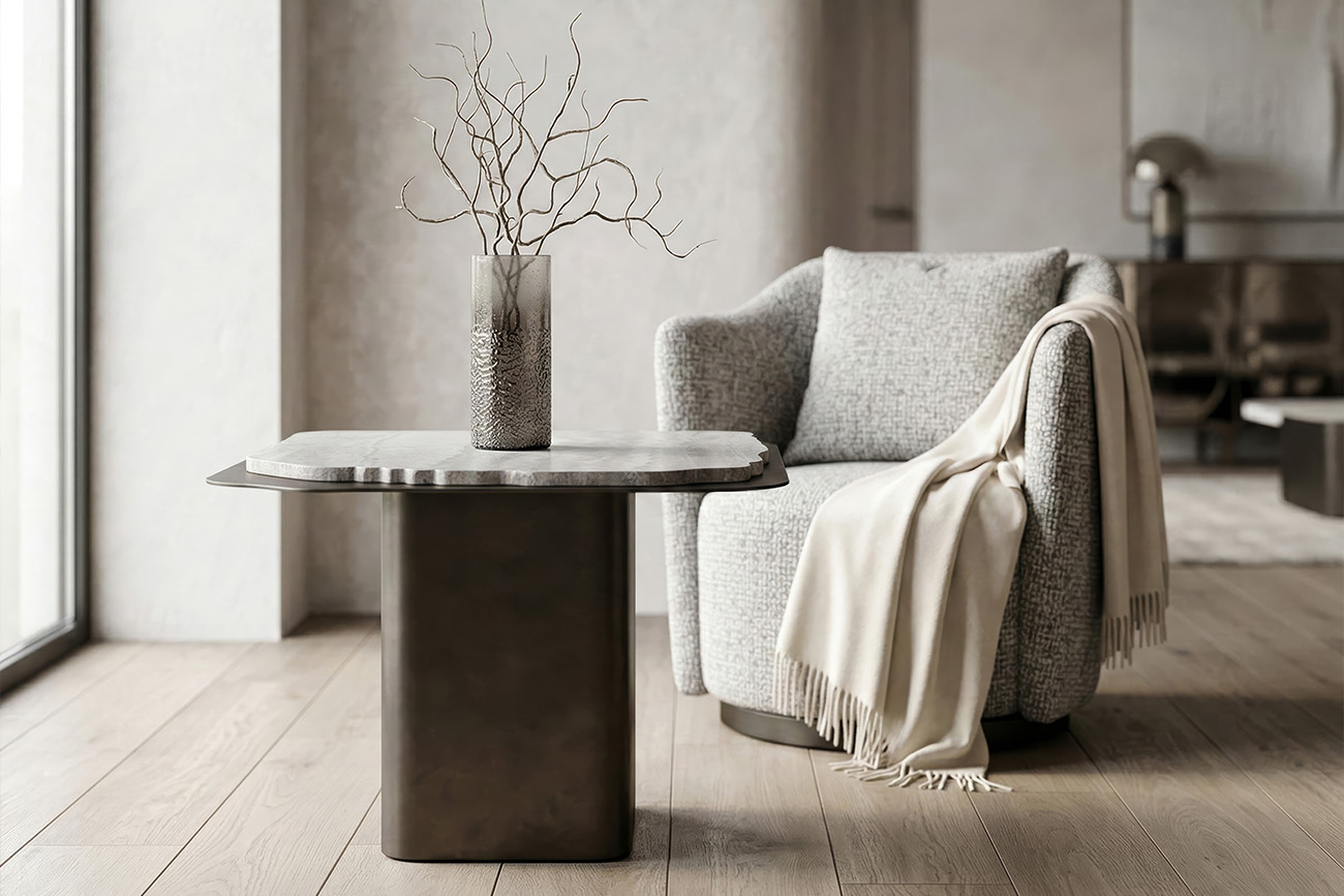 Стол журнальный Травертин (Travertine) 60*60*48см