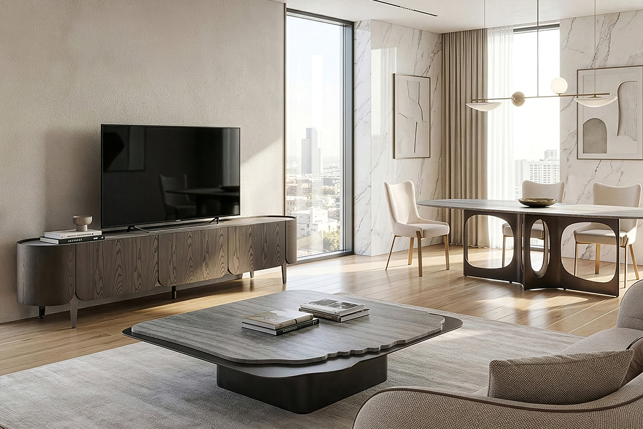 Тумба под телевизор Травертин (Travertine) 220*42*52,5см