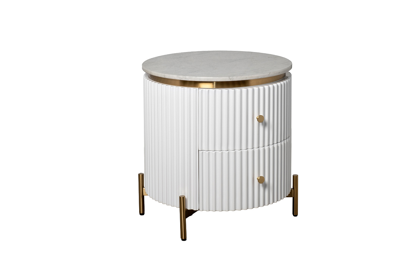 Тумбочка 2 ящика с мраморной столешницей d51*55см