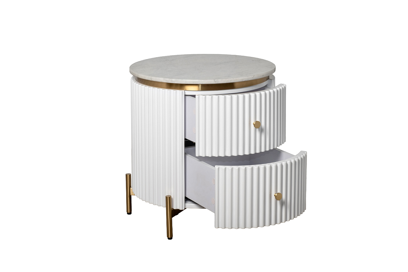 Тумбочка 2 ящика с мраморной столешницей d51*55см