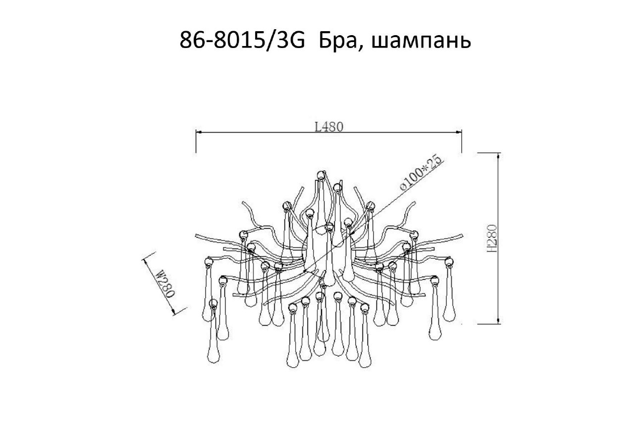 Бра 50*40см, металл цвет шампань